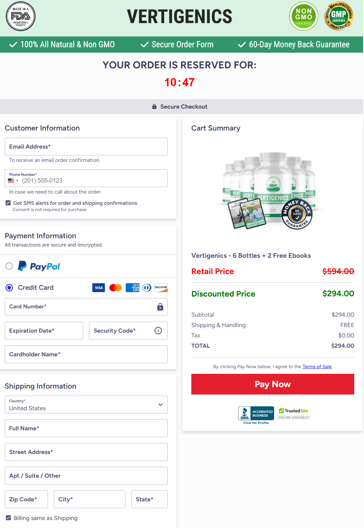 Vertigenics-Secure Checkout Page